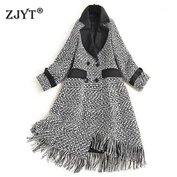 2020 fashion autumn winter turn down collar plaid tassel tweed woolen jackets long wool blends coats elegant overcoat outerwear1, Black
2020 fashion autumn winter turn down collar plaid tassel tweed woolen jackets long wool blends coats elegant overcoat outerwear1, Black