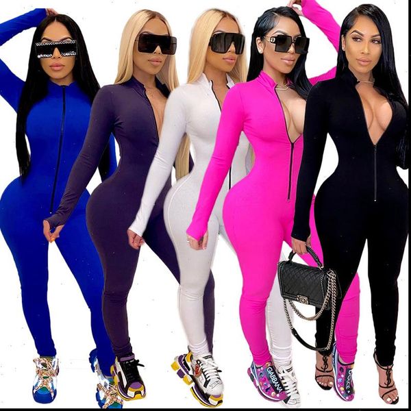 women skinny jumpsuit solid color motor amp biker long sleeve large size jumpsuits zip casual sports tight rompers, Black;white
women skinny jumpsuit solid color motor amp biker long sleeve large size jumpsuits zip casual sports tight rompers, Black;white