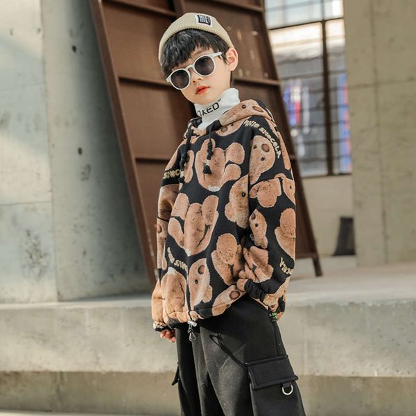 2020 boys' plush new hooded sweater autumn children's winter thickened cartoon print bottom coat, Black
2020 boys' plush new hooded sweater autumn children's winter thickened cartoon print bottom coat, Black