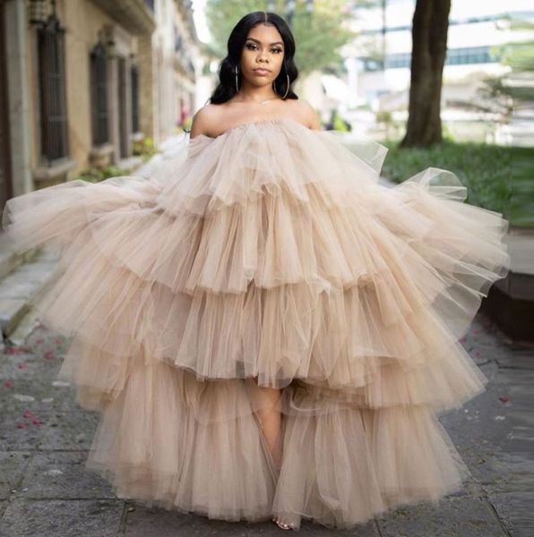 new ruffled tulle prom dress women puffy hi low party night dresses tiered sleeveless long tutu skirt chic vestidos de fiesta robe soiree 20, Black