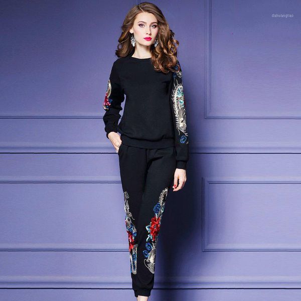 spring and autumn new roman embroidery set large size slim women's black fashion casual sweatshirt two-piece set jq5931, White
spring and autumn new roman embroidery set large size slim women's black fashion casual sweatshirt two-piece set jq5931, White