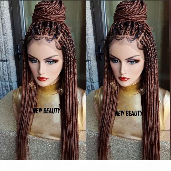 #30 brown box braids wig with baby hair full braid wig lace front for women africa women style braiding synthetic hair wig, Black
#30 brown box braids wig with baby hair full braid wig lace front for women africa women style braiding synthetic hair wig, Black