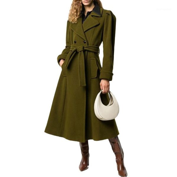 women's wool & blends women lace up coat temperament woolen overcoat double breastedp jacket loose long winter coats 2021 1, Black
women's wool & blends women lace up coat temperament woolen overcoat double breastedp jacket loose long winter coats 2021 1, Black