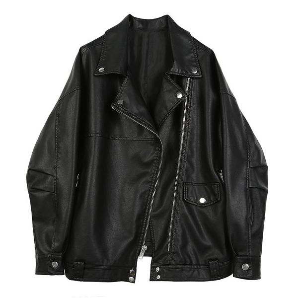 news 2020" soft synthetic leather jacket, woman's black punk coat, a motorcycle's loose coat
news 2020" soft synthetic leather jacket, woman's black punk coat, a motorcycle's loose coat