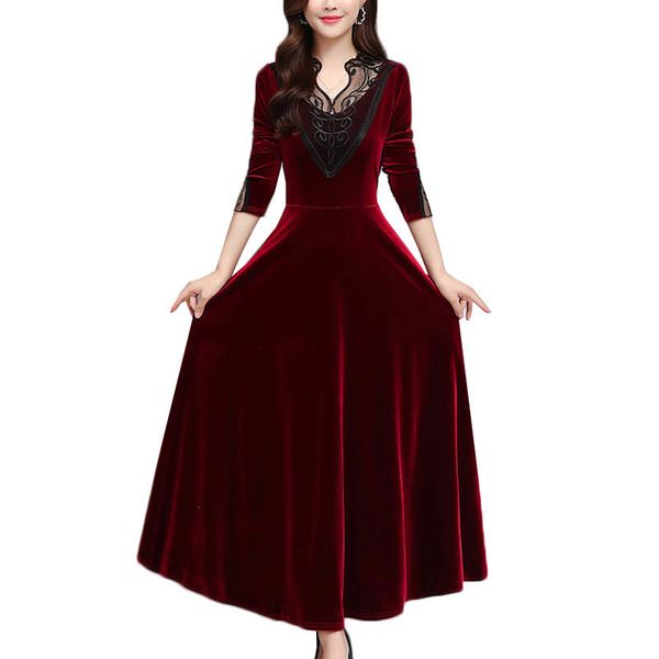 2021 new autumn vintage gold velvet stitching lace hollow out mesh v-neck maxi dress elegant lady evening party dresses jnml, Black;gray
2021 new autumn vintage gold velvet stitching lace hollow out mesh v-neck maxi dress elegant lady evening party dresses jnml, Black;gray