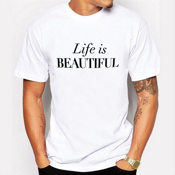 life is beautiful print mens o-neck t fashion men's t-shirt cool tshirt male men tee shirts, White;black
life is beautiful print mens o-neck t fashion men's t-shirt cool tshirt male men tee shirts, White;black