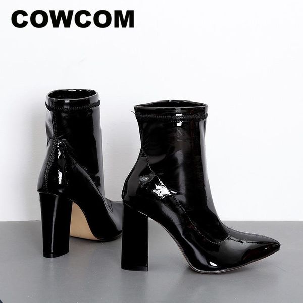 cowcom 2020 women mid calf point toe thick with pointed pointed thin high-heeled patent leather boots women's boots -999-1, Black
cowcom 2020 women mid calf point toe thick with pointed pointed thin high-heeled patent leather boots women's boots -999-1, Black