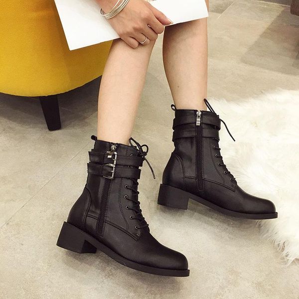 white mid-calf boots leather women's shoes booties woman 2020 low heel round toe zipper winter footwear short lolita, Black
white mid-calf boots leather women's shoes booties woman 2020 low heel round toe zipper winter footwear short lolita, Black