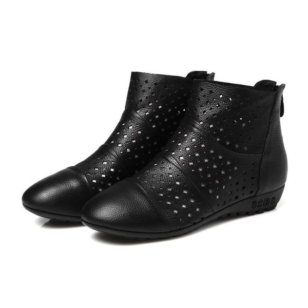 single boots summer hole leather hollow net boots white summer women's short low with flat mother big size shoes, Black
single boots summer hole leather hollow net boots white summer women's short low with flat mother big size shoes, Black