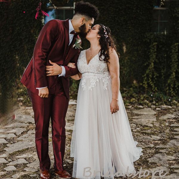 boho plus size wedding dress with lace v neck a line beach wedding gowns backless tulle country bohemian bridal dresses flowy garden hippies, White
boho plus size wedding dress with lace v neck a line beach wedding gowns backless tulle country bohemian bridal dresses flowy garden hippies, White