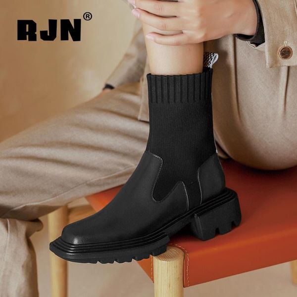 rjn winter warm woman genuine leather slim wollen tube platform square toe low sqaure heel non-slip short boots ro418, Black
rjn winter warm woman genuine leather slim wollen tube platform square toe low sqaure heel non-slip short boots ro418, Black