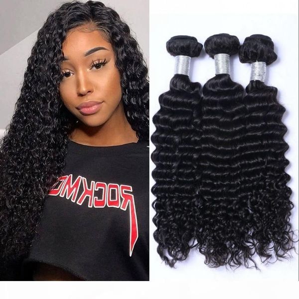 indian deep wave bundles 3 pieces natural color deep curly human hair bundles double weft hair weave bundles, Black
indian deep wave bundles 3 pieces natural color deep curly human hair bundles double weft hair weave bundles, Black