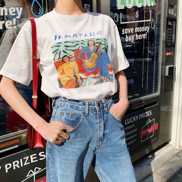 2021 new summer white fashion around the neck short sleeve custom print korean version lovely female shirt nqpg
2021 new summer white fashion around the neck short sleeve custom print korean version lovely female shirt nqpg