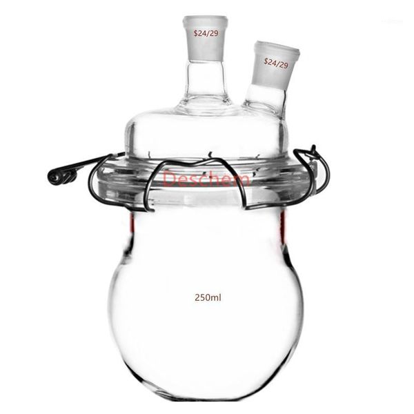24/29 glass reaction vessel 2-neck flat bottom lab reactor two necks lid & steel clamp1
24/29 glass reaction vessel 2-neck flat bottom lab reactor two necks lid & steel clamp1