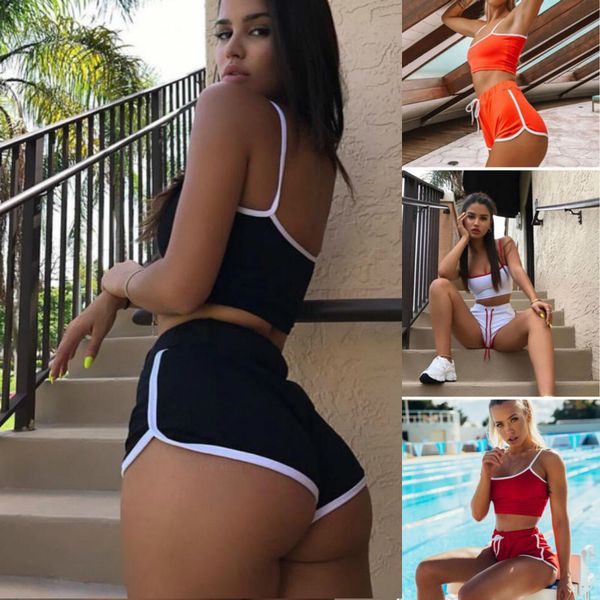 2019 summer 2pcs set women tracksuit vest crop shorts two piece set sports fitness women clothing, White
2019 summer 2pcs set women tracksuit vest crop shorts two piece set sports fitness women clothing, White