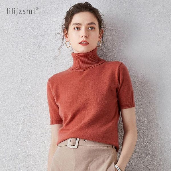 2021 women's real 100% cashmere turtleneck short sleeve knitted pullover tee base t pure cashmere brand sweater women jumper, White;black
2021 women's real 100% cashmere turtleneck short sleeve knitted pullover tee base t pure cashmere brand sweater women jumper, White;black