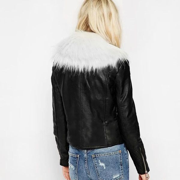 women's leather & faux fashion autumn women female big size long sleeve v-neck fur collar zipper overcoat loose coat c897, Black
women's leather & faux fashion autumn women female big size long sleeve v-neck fur collar zipper overcoat loose coat c897, Black