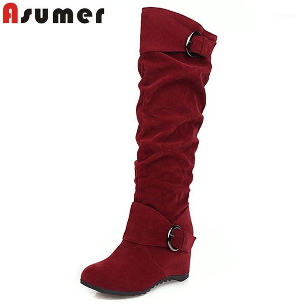 boots asumer 2021 knee high women flock metal decoration fashion casual shoes pleated autumn winter wedges woman1, Black
boots asumer 2021 knee high women flock metal decoration fashion casual shoes pleated autumn winter wedges woman1, Black