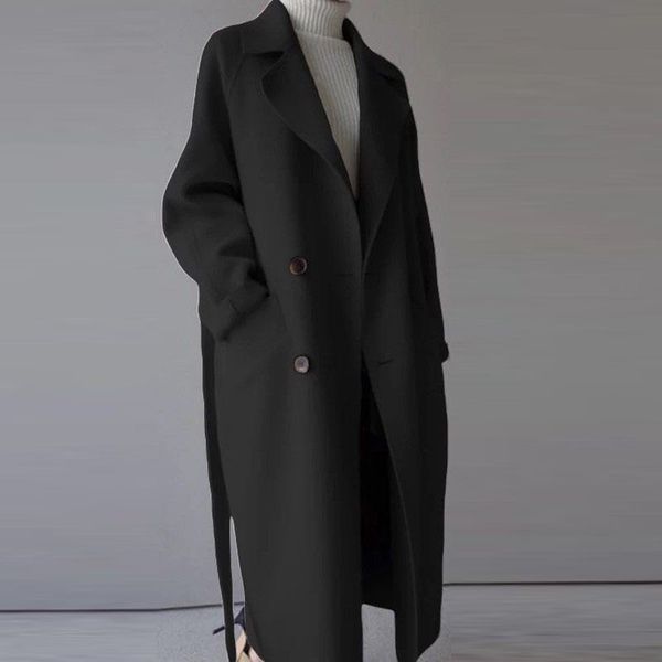 new fall female 2021 retro wool coat double fashion belt breasted loose coats long woman cashmere jacket mixtures 9mrp, Black
new fall female 2021 retro wool coat double fashion belt breasted loose coats long woman cashmere jacket mixtures 9mrp, Black