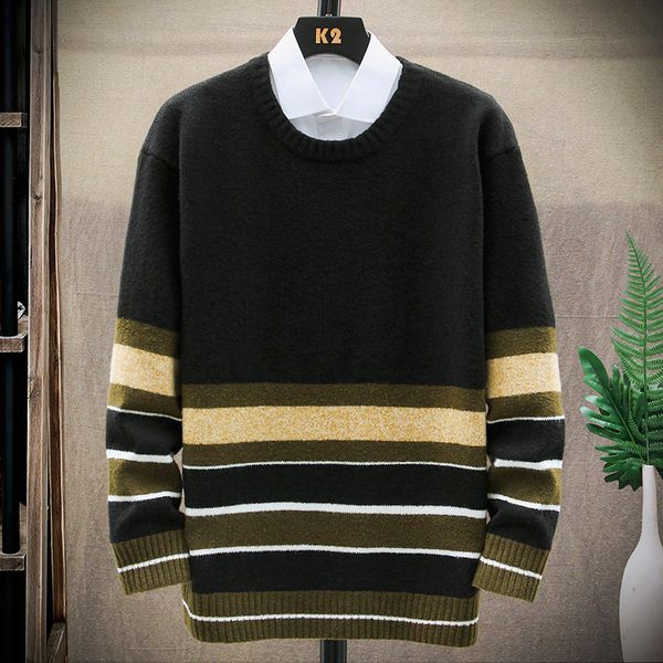 2021 new fashion classic o-neck striped sweater men's oversize pull plus size -5xl long sleeves pullover for autumn spring winter 6p7m, White;black
2021 new fashion classic o-neck striped sweater men's oversize pull plus size -5xl long sleeves pullover for autumn spring winter 6p7m, White;black