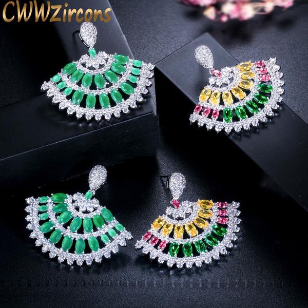 cwwzircons beautiful multicolored cubic zirconia jewelry fan shape fashion brand big green cz wedding earring for women cz144, Silver
cwwzircons beautiful multicolored cubic zirconia jewelry fan shape fashion brand big green cz wedding earring for women cz144, Silver