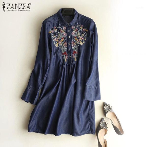 zanzea women lapel neck long sleeve denim blue shirts dress floral embrodery blouse loose long plus size femininas blusas1, White
zanzea women lapel neck long sleeve denim blue shirts dress floral embrodery blouse loose long plus size femininas blusas1, White