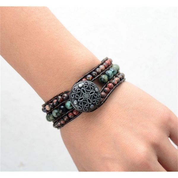 cuff natural japser vintage leather wrap bracelets wholesale handmade bohemian statement woven bracelet women jewelry y200730, Black
cuff natural japser vintage leather wrap bracelets wholesale handmade bohemian statement woven bracelet women jewelry y200730, Black