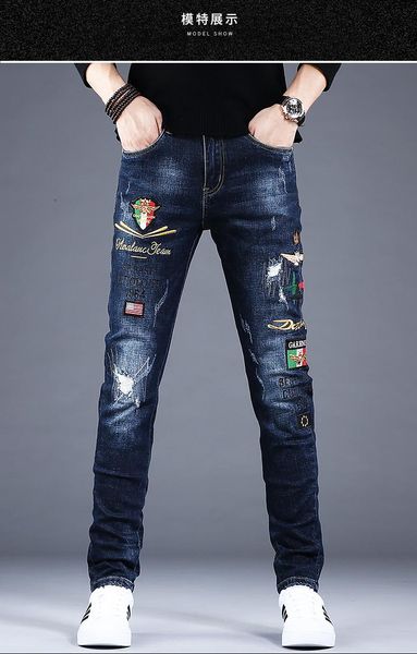 jk12290 fashion men's jeans 2020 runway luxury european design party style men's clothing, Blue
jk12290 fashion men's jeans 2020 runway luxury european design party style men's clothing, Blue
