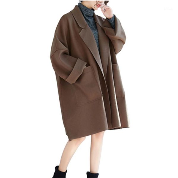 women's wool & blends women plaid long coat fashion woollen overcoat loose outwear female winter warm 2021 elegant parka1, Black
women's wool & blends women plaid long coat fashion woollen overcoat loose outwear female winter warm 2021 elegant parka1, Black