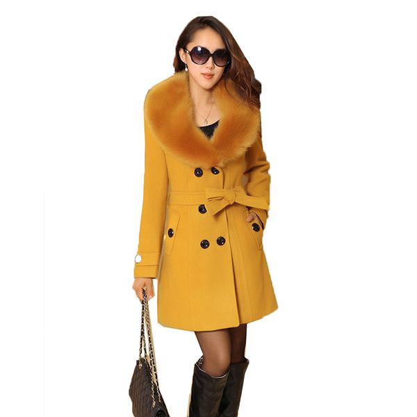 large size woolen coat korean version mid-long big fur collar woolen windbreaker autumn winter fashion woolen outerwear belt 953x1016, Black;brown
large size woolen coat korean version mid-long big fur collar woolen windbreaker autumn winter fashion woolen outerwear belt 953x1016, Black;brown