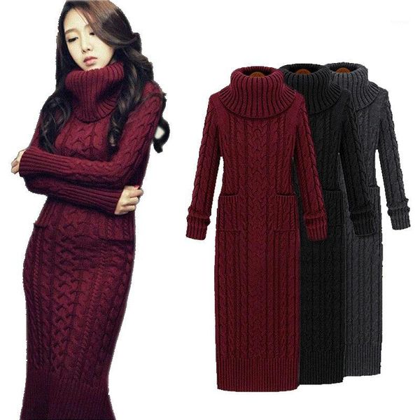 lucyever turtleneck winter women knitted sweater dress long sleeve pocket pullover midi dress 20201, Black;gray
lucyever turtleneck winter women knitted sweater dress long sleeve pocket pullover midi dress 20201, Black;gray