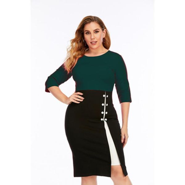 women plus size dress fashion trend half sleeve round neck slit pencil dress designer female autumn new slim casual short skirt, Black;gray
women plus size dress fashion trend half sleeve round neck slit pencil dress designer female autumn new slim casual short skirt, Black;gray