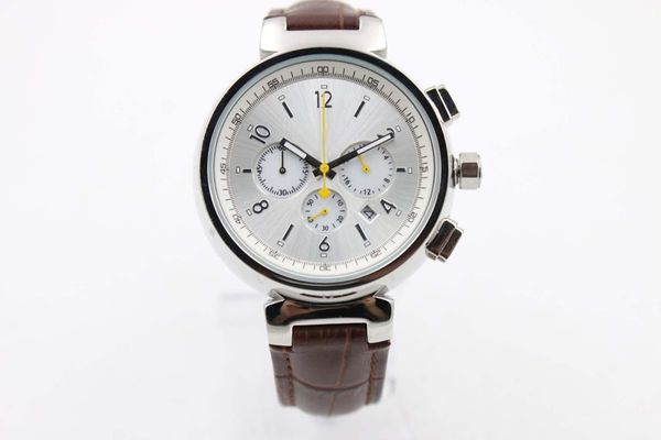limited white dial brown leather belt quartz chronograph full function trend white stainless pointer watches mens wrist watches, Slivery;brown
limited white dial brown leather belt quartz chronograph full function trend white stainless pointer watches mens wrist watches, Slivery;brown