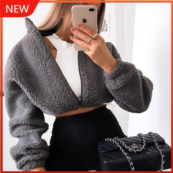 women's fur & faux jacket fashion long sleeve overcoat female streetwear lambswool casual fuax coats women warm autumn gray crop, Black
women's fur & faux jacket fashion long sleeve overcoat female streetwear lambswool casual fuax coats women warm autumn gray crop, Black