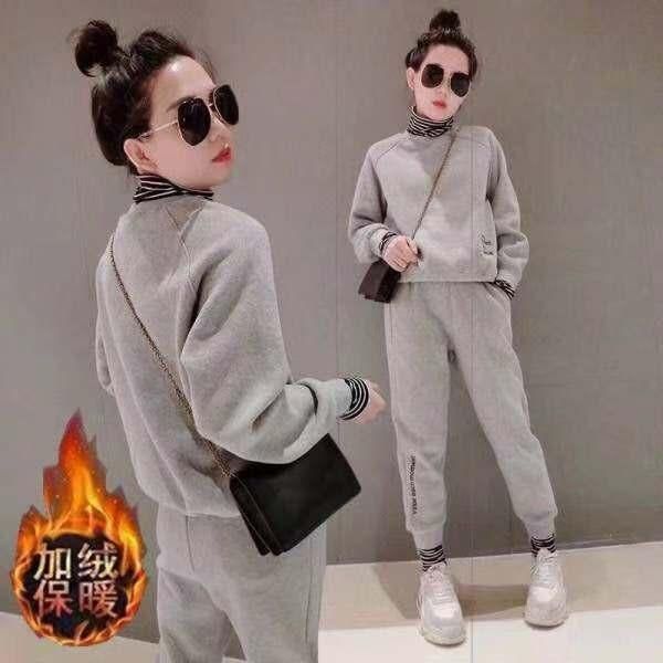 tileewon ladies set solid color add wool turtleneck with full length pant two piece set for students sports, Gray
tileewon ladies set solid color add wool turtleneck with full length pant two piece set for students sports, Gray