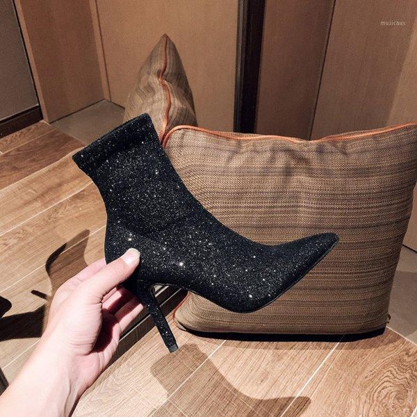 novel pointed flash high heel 9cm ankle boots fashion crystal socks boots large size 35-39 knit party women's1, Black
novel pointed flash high heel 9cm ankle boots fashion crystal socks boots large size 35-39 knit party women's1, Black