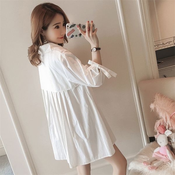 new autumn boyfriend style white loose shirt for pregnant women maternity a line clothes dresses korean dress for pregnancy out lj201123
new autumn boyfriend style white loose shirt for pregnant women maternity a line clothes dresses korean dress for pregnancy out lj201123