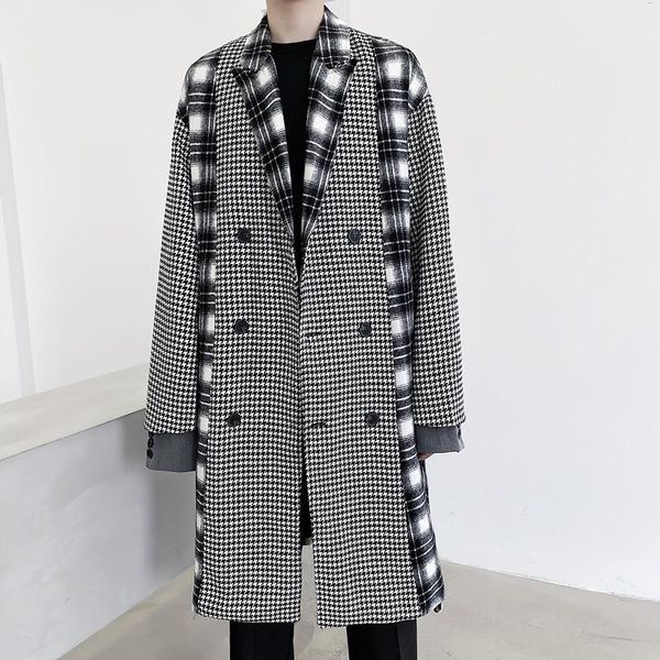 мужчины хаундстут сращивания plaid длинные сыпучие шерстяной trenchcoat верхняя одежда мужской streetwear vintage повседневная trench куртка, Black
мужчины хаундстут сращивания plaid длинные сыпучие шерстяной trenchcoat верхняя одежда мужской streetwear vintage повседневная trench куртка, Black