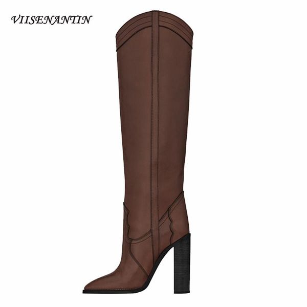 boots autumn fashion pointed toe western square heel slip-on quality handmade trendy women knee-length ladies, Black
boots autumn fashion pointed toe western square heel slip-on quality handmade trendy women knee-length ladies, Black