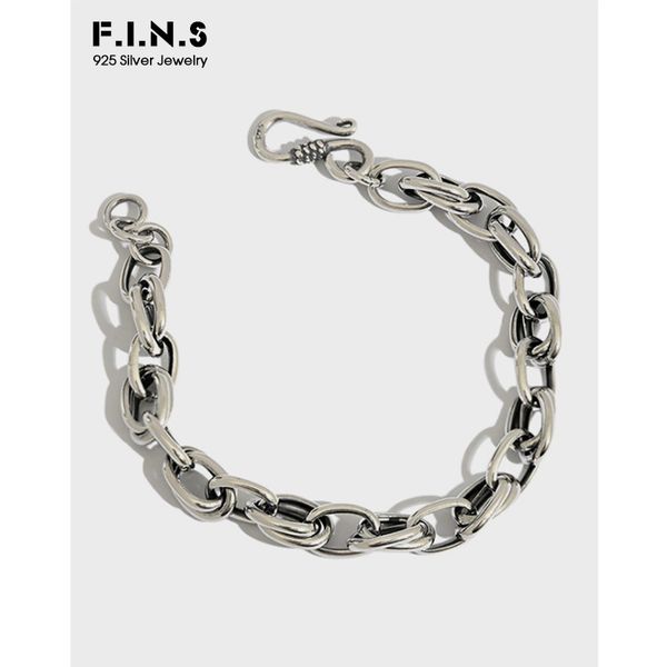 f.i.n.s real 100% 925 sterling silver bracelet retro old thai silver chunky thick chain linked bracelet fine jewelry accessories 1028, Black
f.i.n.s real 100% 925 sterling silver bracelet retro old thai silver chunky thick chain linked bracelet fine jewelry accessories 1028, Black