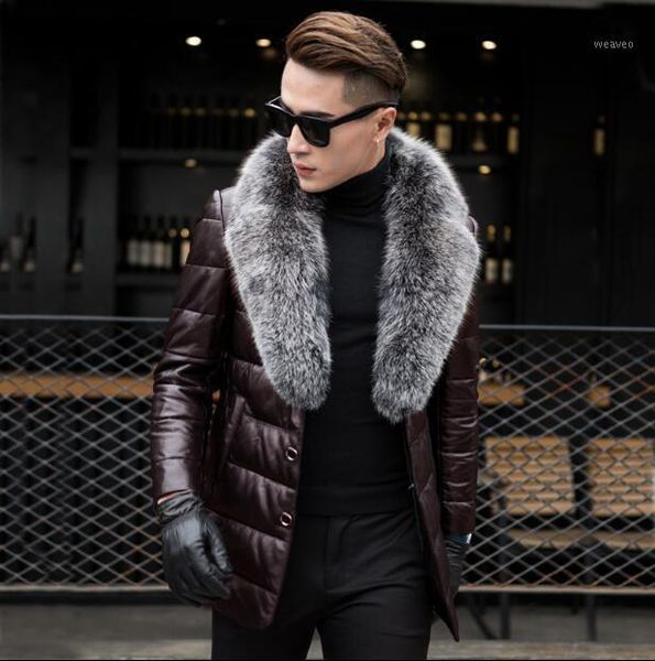 2019 new men's genuine sheepskin leather down coat with natural silver fur collar black real leather jacket outerwear winter1
2019 new men's genuine sheepskin leather down coat with natural silver fur collar black real leather jacket outerwear winter1