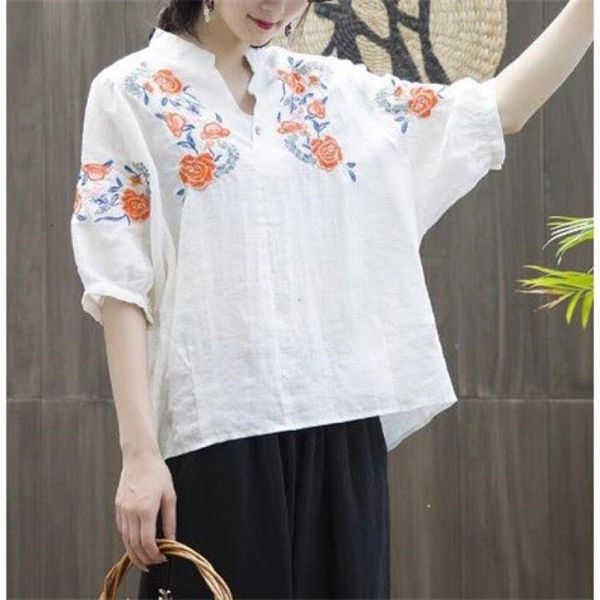 100% cotton ethnic embroidery literary loose large size women's lapel mid-sleeve shirt 2021 new red white cotton blouse
100% cotton ethnic embroidery literary loose large size women's lapel mid-sleeve shirt 2021 new red white cotton blouse
