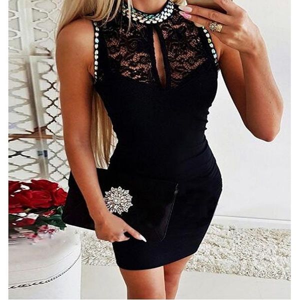 summer 2021 solid color lace splicing dig a hole hollowed out nail beadnail bead high neck sleeveless slim night club dress, Black;gray
summer 2021 solid color lace splicing dig a hole hollowed out nail beadnail bead high neck sleeveless slim night club dress, Black;gray