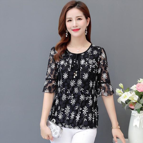 lace t shirts women half sleeve summer plus size fashion middle age mother shirt drop shipping, White
lace t shirts women half sleeve summer plus size fashion middle age mother shirt drop shipping, White
