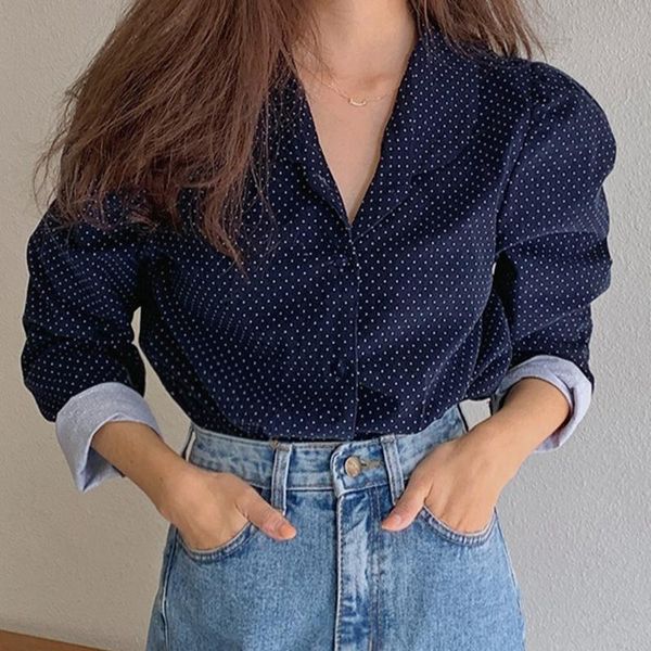 shengpalae autumn women simpleturn-down collar breasted casual lazy wind long sleeve wavelet point shirt chic polka dot blouse, White
shengpalae autumn women simpleturn-down collar breasted casual lazy wind long sleeve wavelet point shirt chic polka dot blouse, White