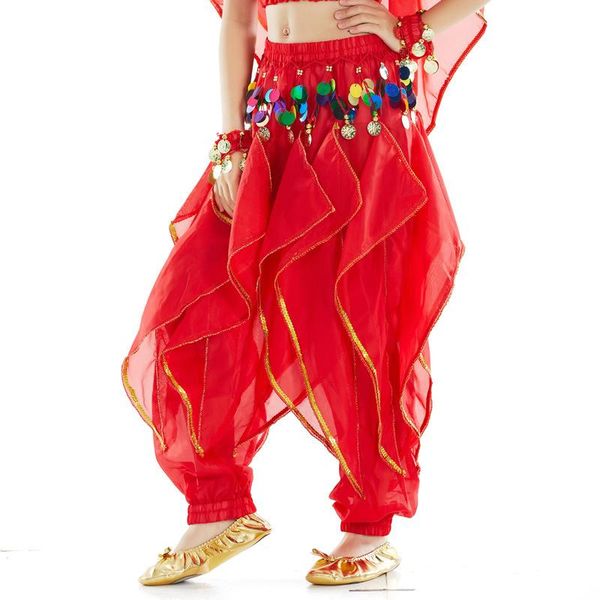 child belly dance chiffon rotating pants belly dance trousers national trousers children's clothing, Black;red
child belly dance chiffon rotating pants belly dance trousers national trousers children's clothing, Black;red