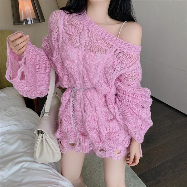 korean sweet off shoulder sweater women autumn loose hollow pullover female white pink spring knitted jumper mujer my2214, White;black
korean sweet off shoulder sweater women autumn loose hollow pullover female white pink spring knitted jumper mujer my2214, White;black