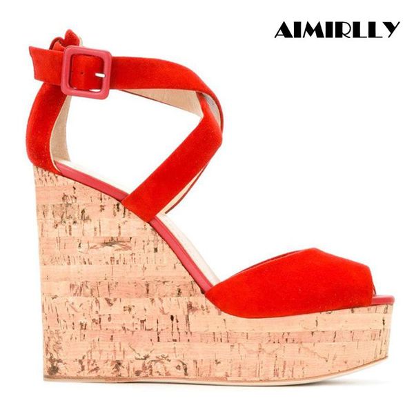 sandals womens cork wedge sky high platform heel summer shoes cross strap cover comfortable red faux suede aimirlly, Black
sandals womens cork wedge sky high platform heel summer shoes cross strap cover comfortable red faux suede aimirlly, Black