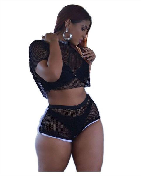 womens two piece set 2020 summer outfits black sheer mesh crop and short pants hooded 2 piece set fishnet shorts, Gray 
womens two piece set 2020 summer outfits black sheer mesh crop and short pants hooded 2 piece set fishnet shorts, Gray