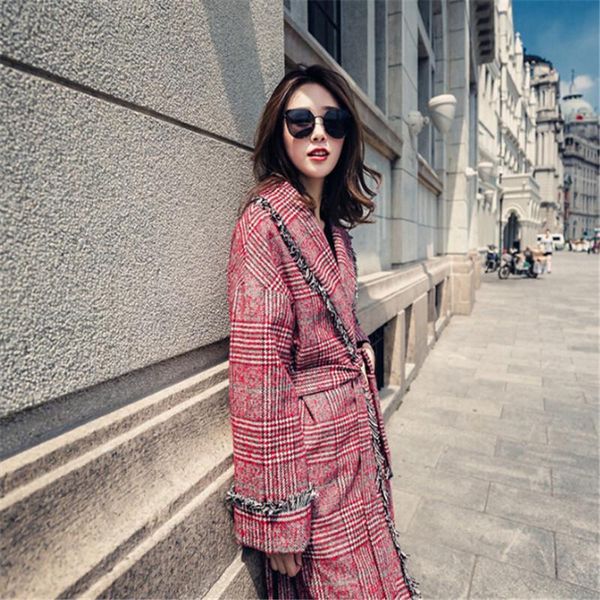 2020 autumn spring new korean long sleeves collar lattice tassel adjustable waist straight coat, Black
2020 autumn spring new korean long sleeves collar lattice tassel adjustable waist straight coat, Black